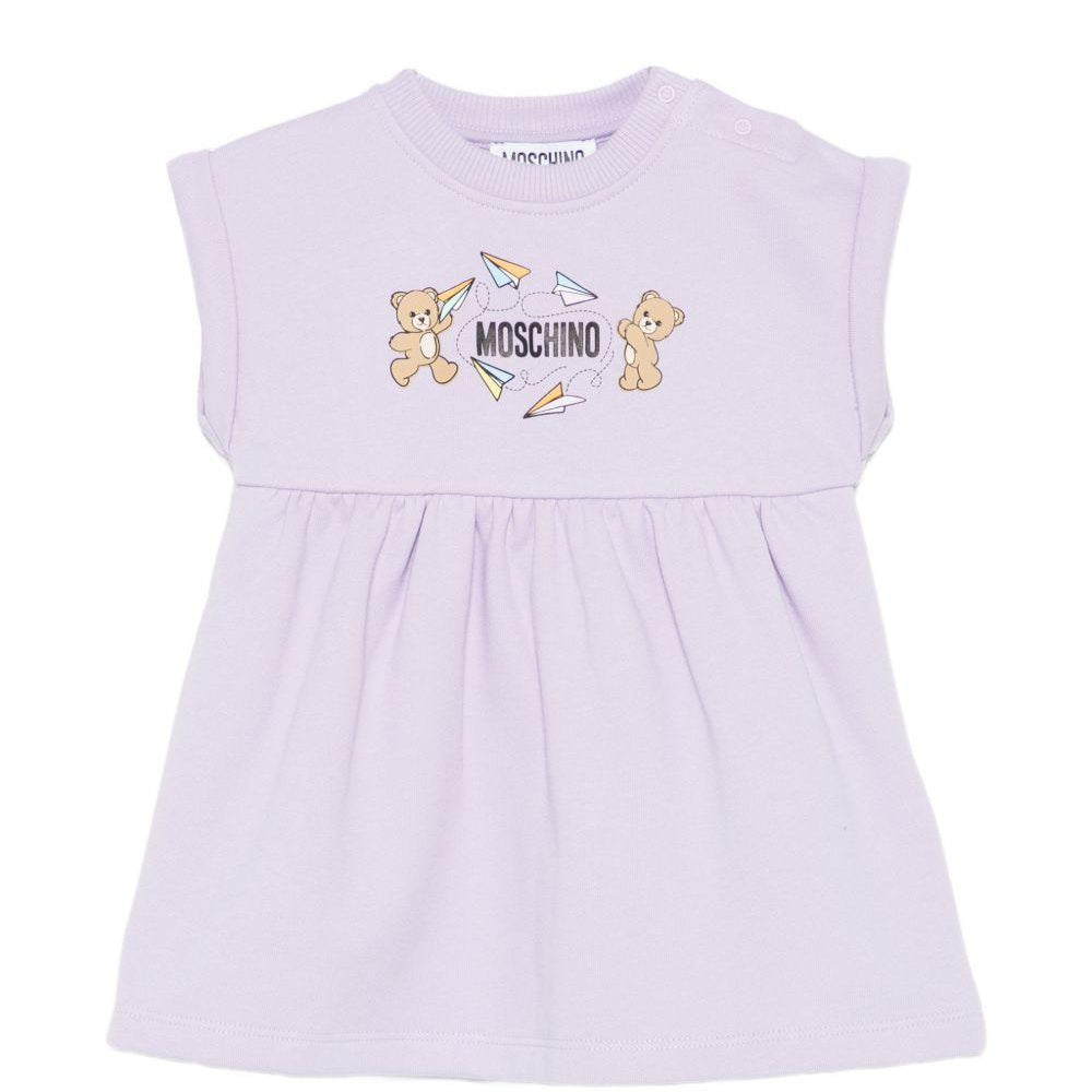 Abito per neonata Moschino Kids viola con stampa Teddy Bear MDV0DFLCA86 51683 MOSCHINO KIDS