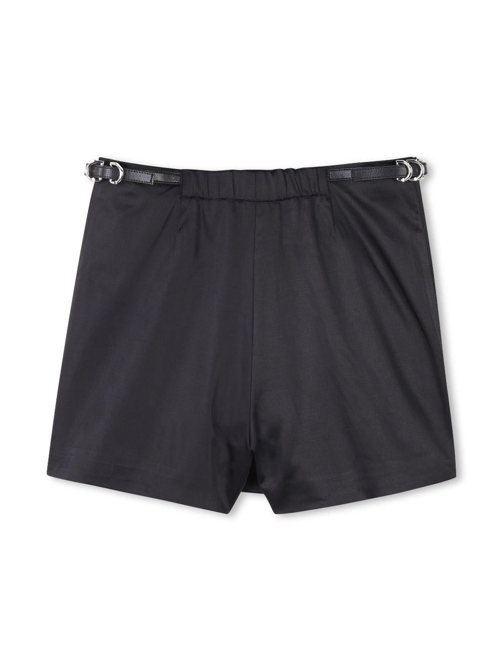 Bermuda con ricamo per bambina Givenchy Kids nero con tessuto in raso H30800 09B GIVENCHY KIDS