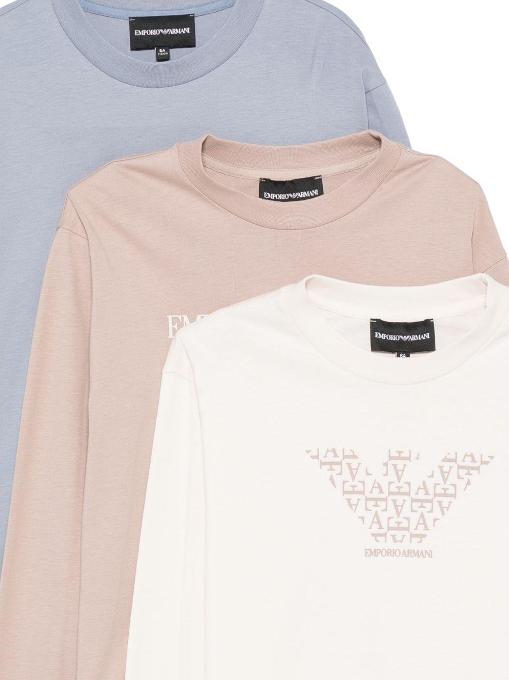 Set di tre t-shirt per bambino Emporio Armani Kids multicolore con logo sul davanti EB001922 AF16162 M9136 EMPORIO ARMANI KIDS