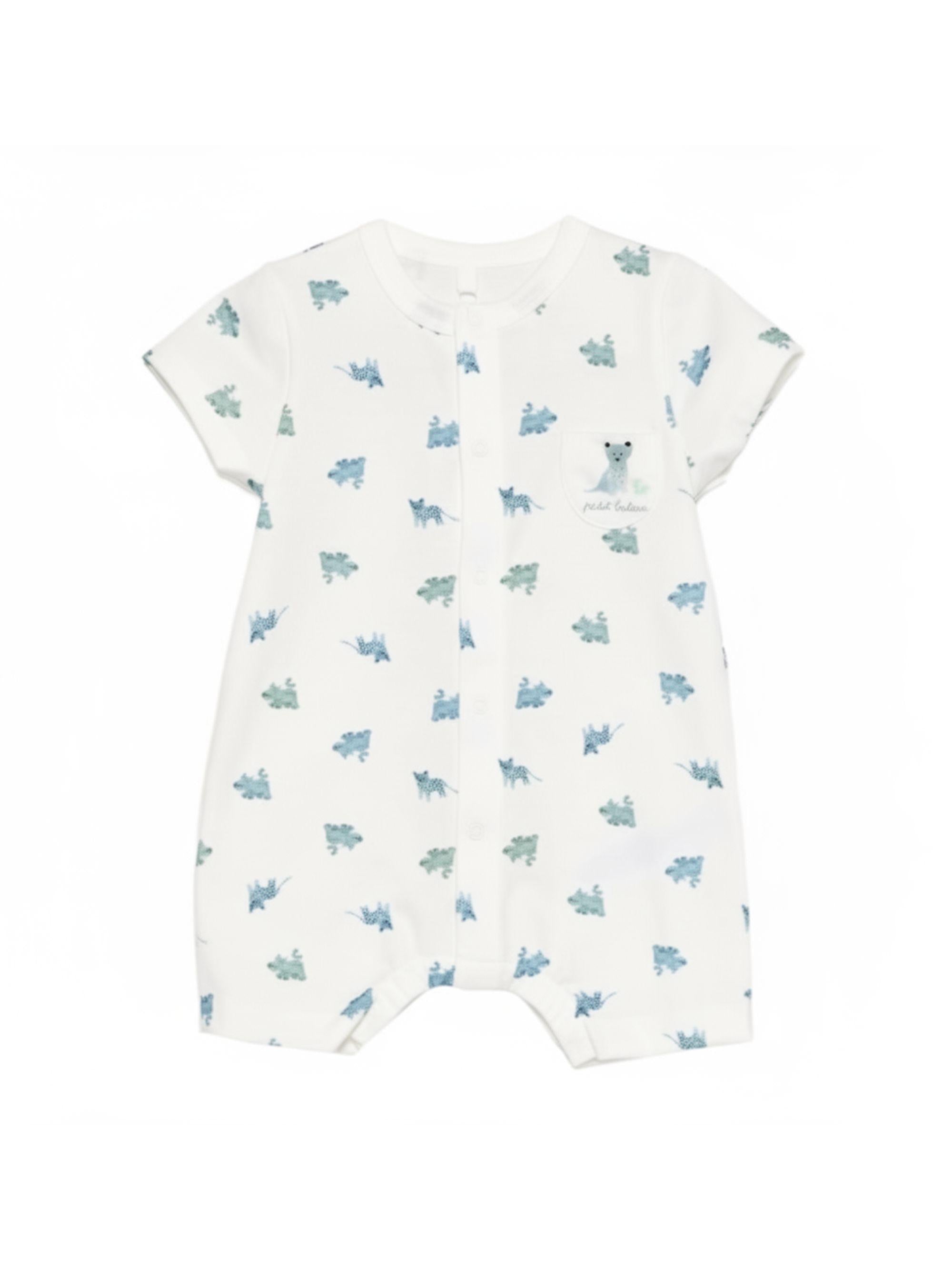 Tutina per neonato Petit Bateau bianco con stampa animali all-over A0FOQ 01 PETIT BATEAU KIDS