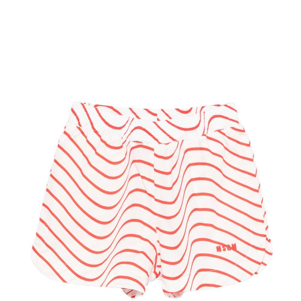 Shorts per bambina MSGM Kids bianchi con motivo a onde rosse S6MSJGSH175 MS004 MSGM KIDS