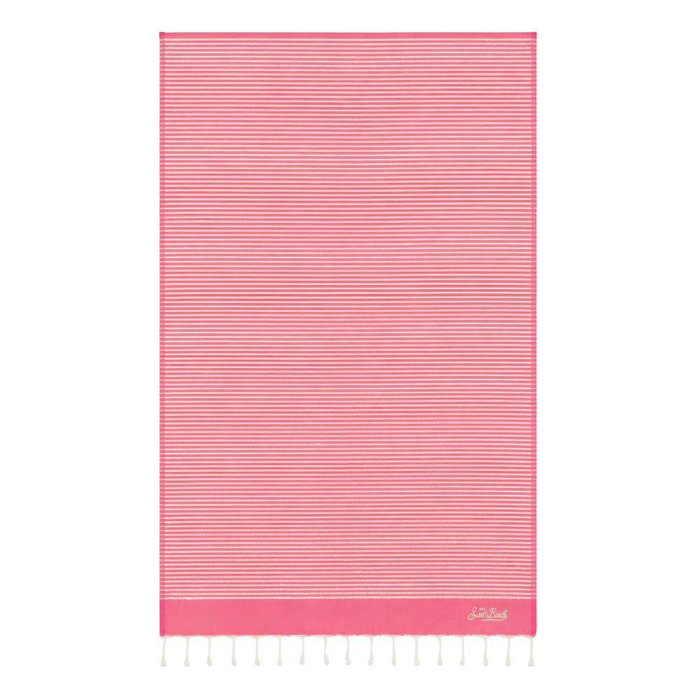 Telo mare MC2 Saint Barth bianco e fucsia con motivo a righe FOUT016 09140L MC2 ST. BARTH KIDS