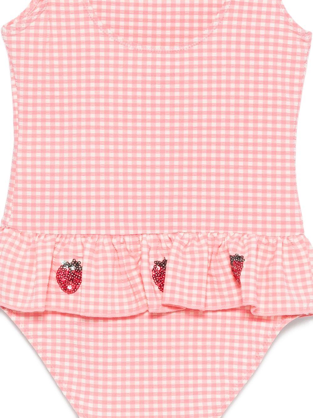 Costume intero per bambina Konges Sløjd rosa con decorazione fragole KS104790 PINK KONGES SLOJD KIDS