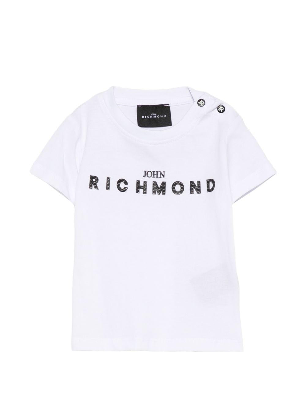 T-shirt per neonato Jhon Richmond Junior bianca con dettaglio logo RIP26002TS WHITE JOHN RICHMOND JUNIOR