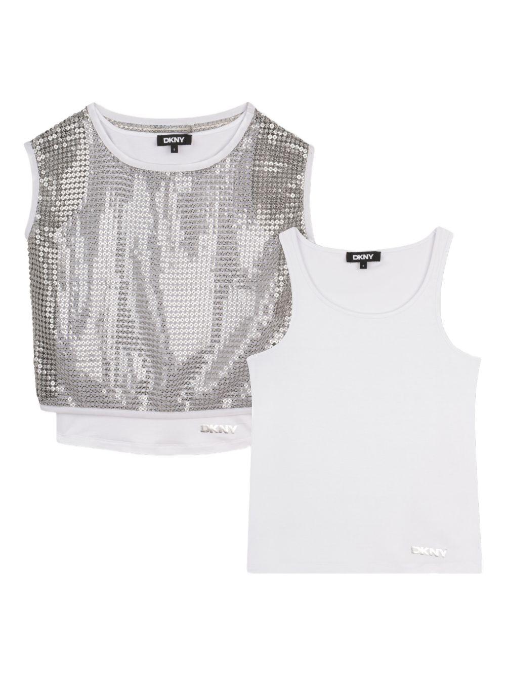 Top per bambina DKNY Kids argentato con paillettes D62618 016 DKNY KIDS
