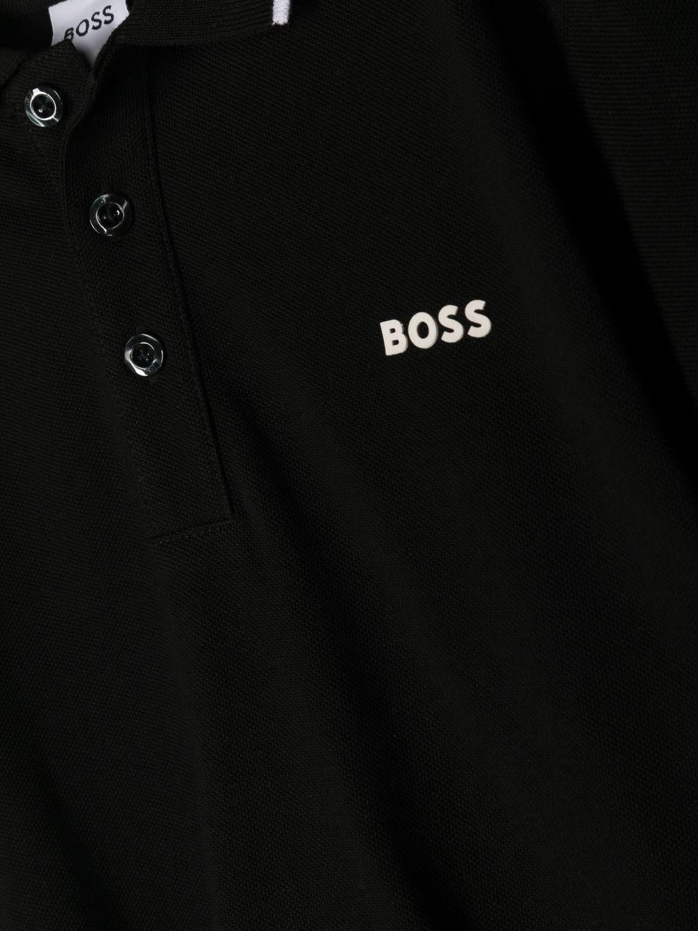 Polo per bambino boss Kids nera con stampa logo sul petto J25P26 09B BOSS KIDS