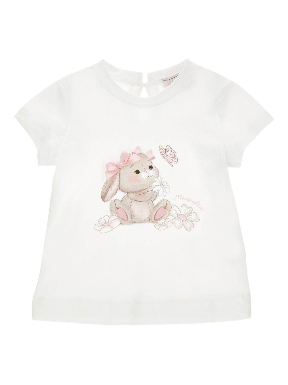 T-shirt per neonata Monnalisa bianca con stampa coniglietta 39G608 7002 0001 MONNALISA KIDS