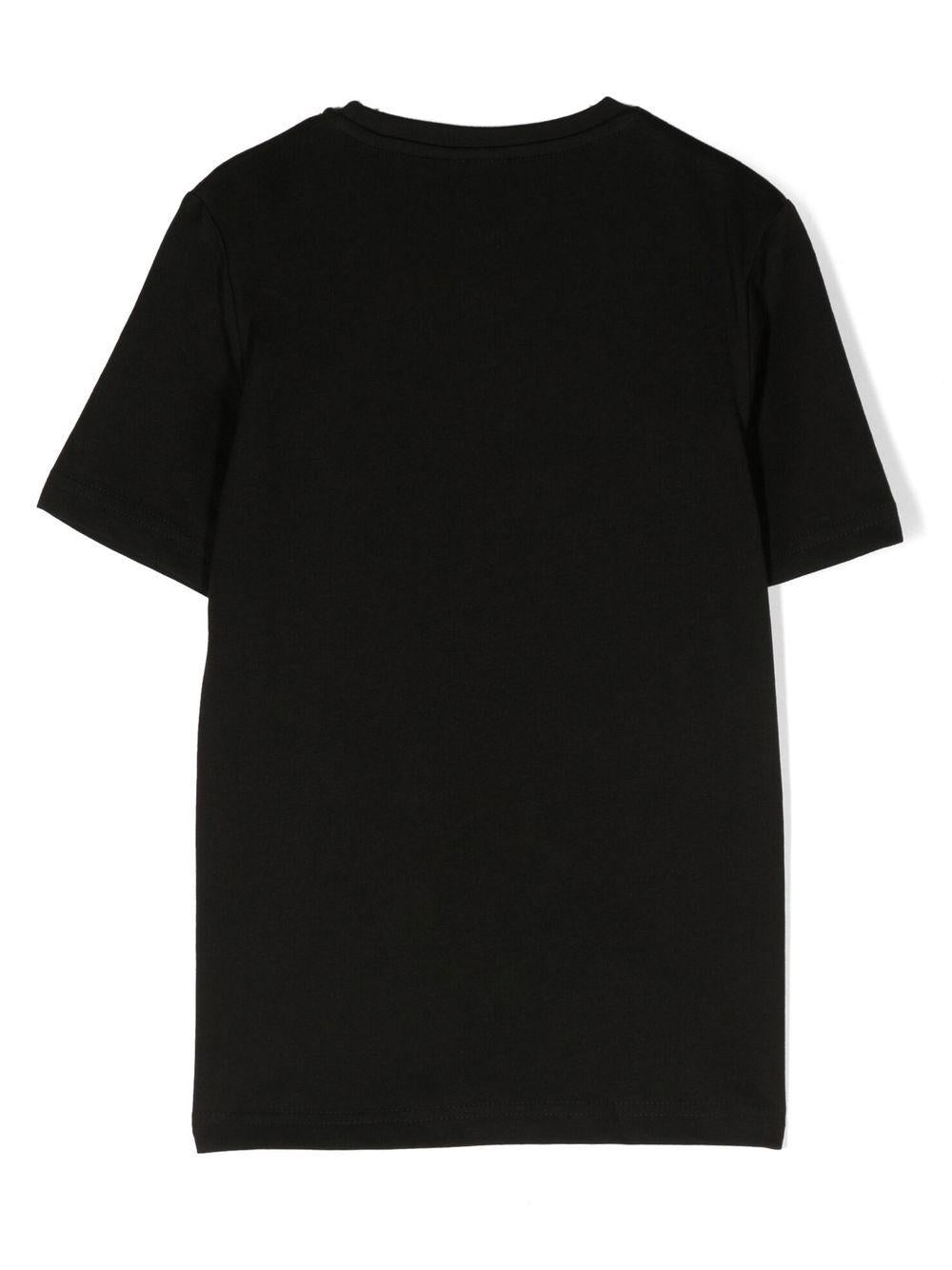 T-shirt per bambino BOSS Kidswear nero con logo goffrato bianco J25P24 09B BOSS KIDS