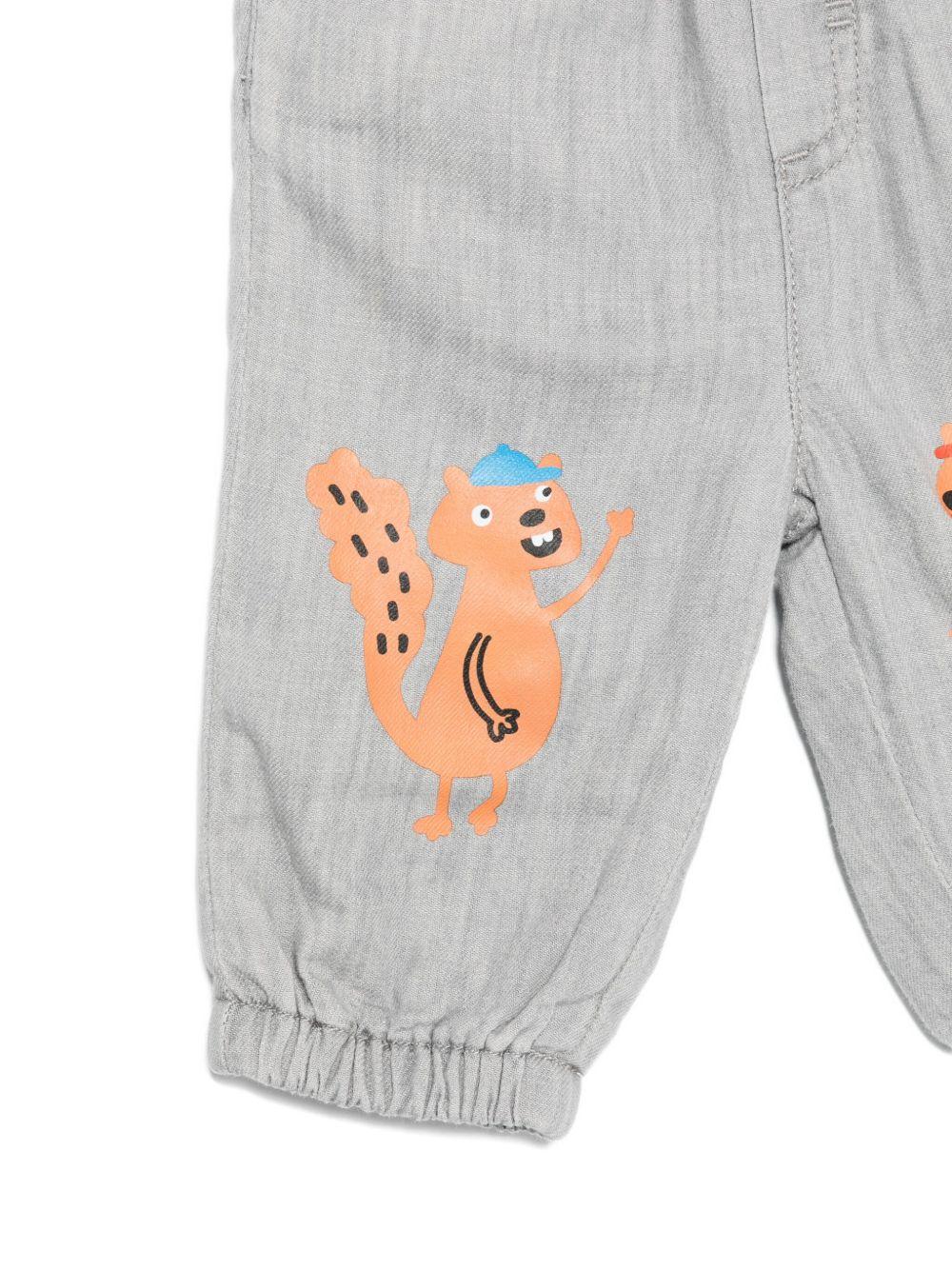 Pantaloni per neonato Stella McCartney Kids grigio con stampa scoiattolo TX6580 Z0522 970 STELLA McCARTNEY KIDS