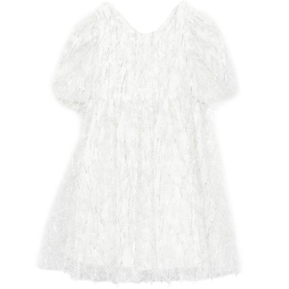 Abito per bambina Alapage bianco con dettagli frange 26SAGDRE00042 BIANCO A'LAPAGE KIDS