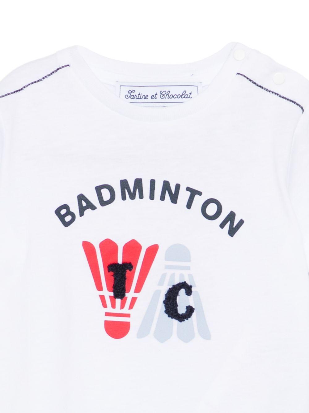 T-shirt per neonato Tartine & Chocolat bianca con stampa badminton CC10071 04 TArtine & Chocolat KIDS