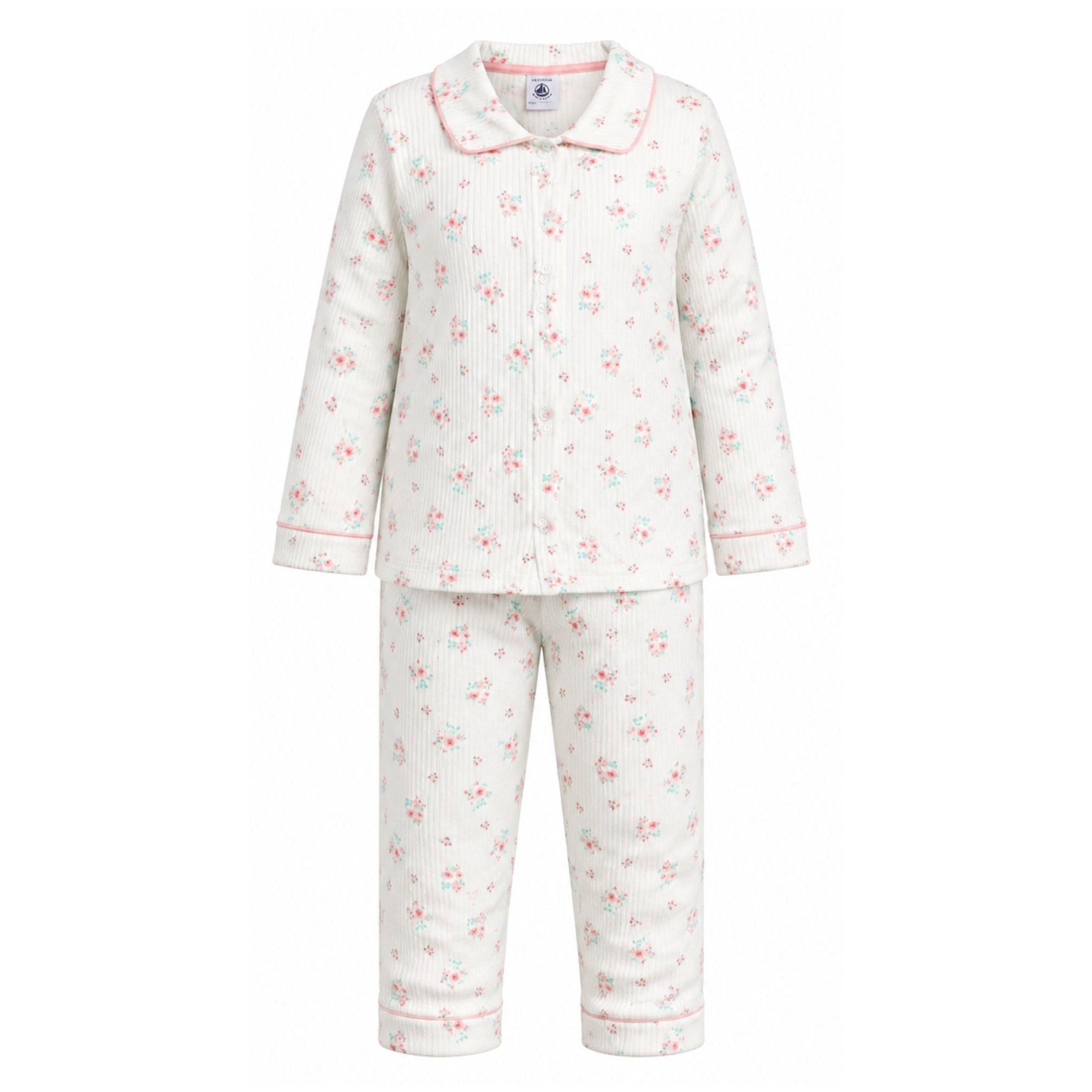 Pigiama per bambina Petit Bateau azzurro con stampa floreale A0F1H 02 PETIT BATEAU KIDS
