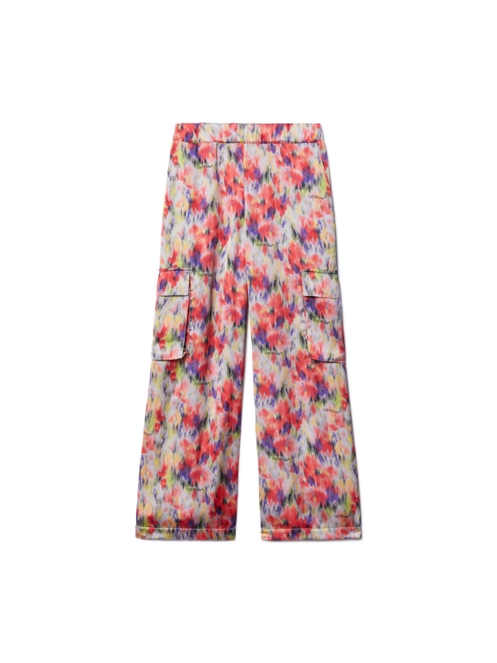 Cargo per bambina Off-White Kids multicolore in crepe de chine con stampa all-over OGCF007S25FAB001 8484 OFF WHITE KIDS