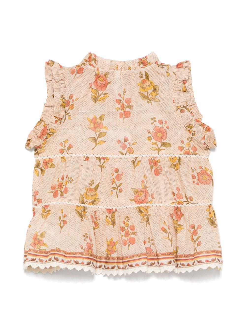 Blusa per bambina Zimmermann Kids beige con stampa floreale 1249TR S253 ZIMMERMANN KIDS