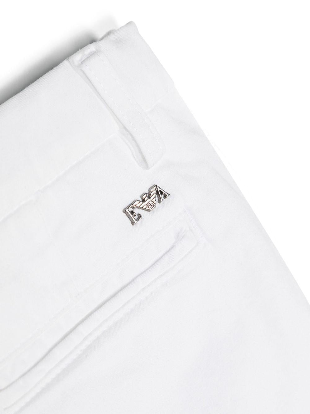 Bermuda per bambino Emporio Armani Kids bianchi con placca logo 8N4S60 4N6YZ 0100 EMPORIO ARMANI KIDS