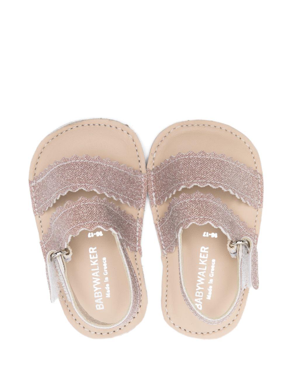 Sandali per neonata BabyWalker rosa con orlo a smerlo PB1659 DUSTY PINK BABYWALKER KIDS