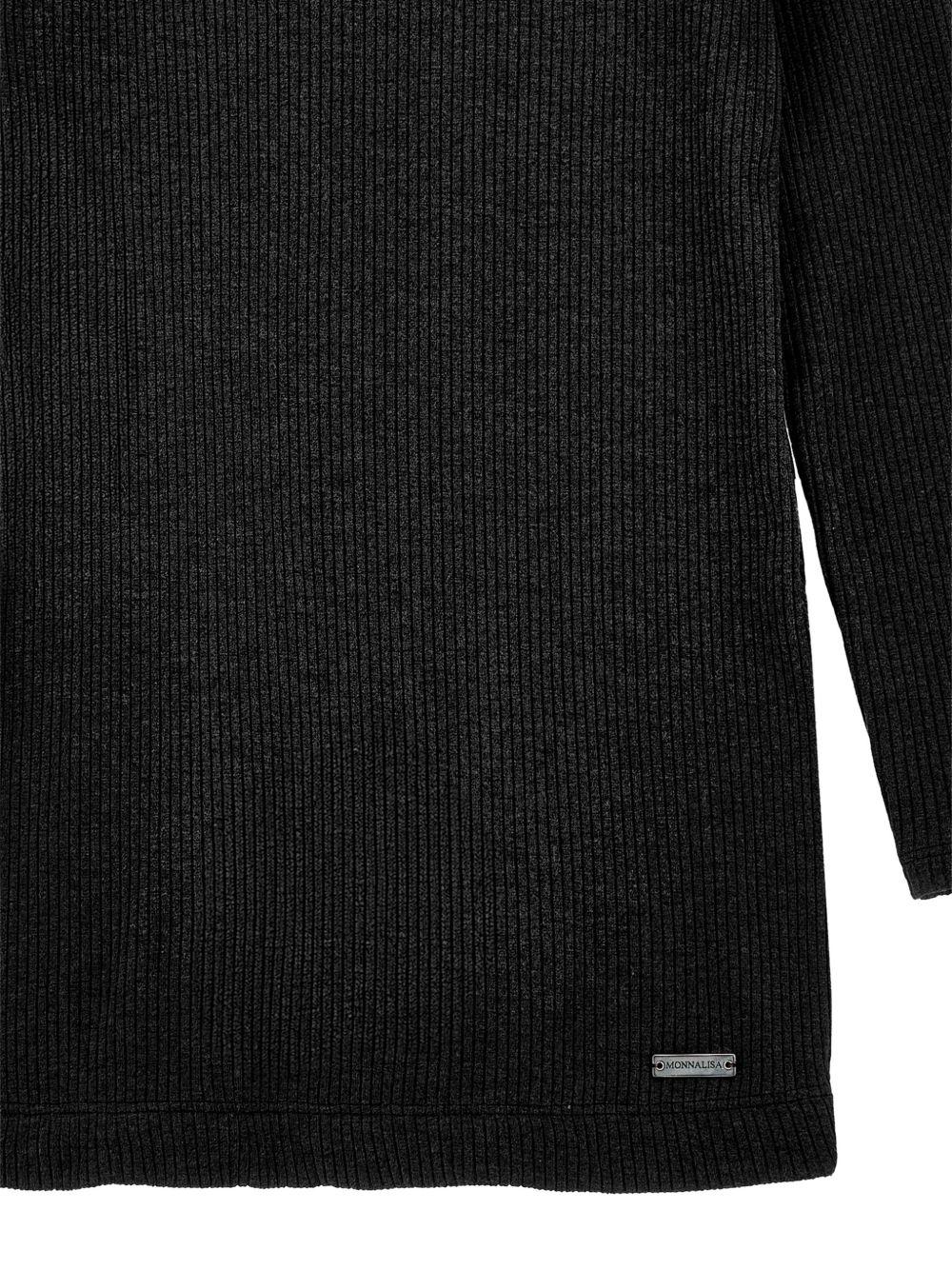 Abito per bambina Monnalisa Kids nero a coste a maniche lunghe 41H903 8214 0050 MONNALISA KIDS
