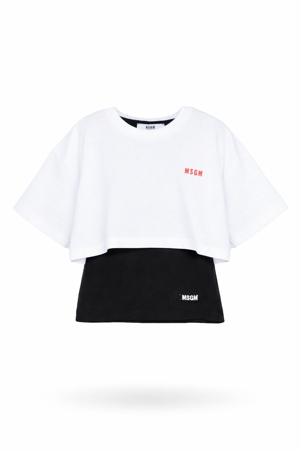 T-shirt per bambina MSGM Kids bianca con logo-toppa S6MSJGTH092 001 MSGM KIDS