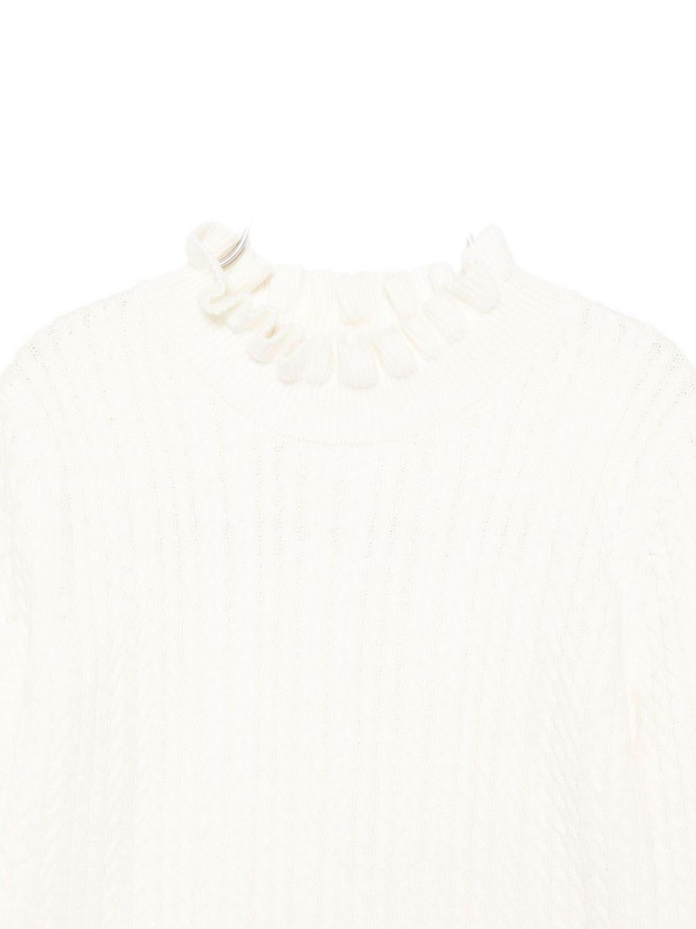Maglione per bambina Louise Misha bianco con dettagli arricciati GRC-W25-J0071 CREAM LOUISE MISHA
