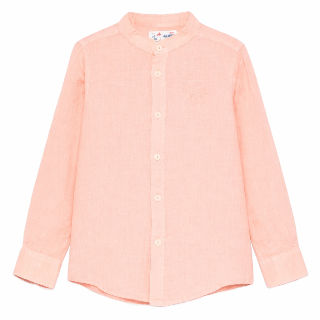 Camicia per bambino MC2 Saint Barth Kids rosa con colletto alla coreana PAT0001 00969L MC2 ST. BARTH KIDS