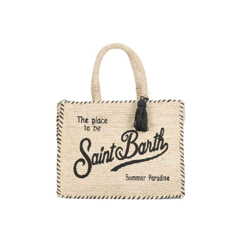Borsa tote Vanity MC2 Saint Barth beige con logo ricamato sul davanti VANI013 09045L MC2 ST. BARTH KIDS