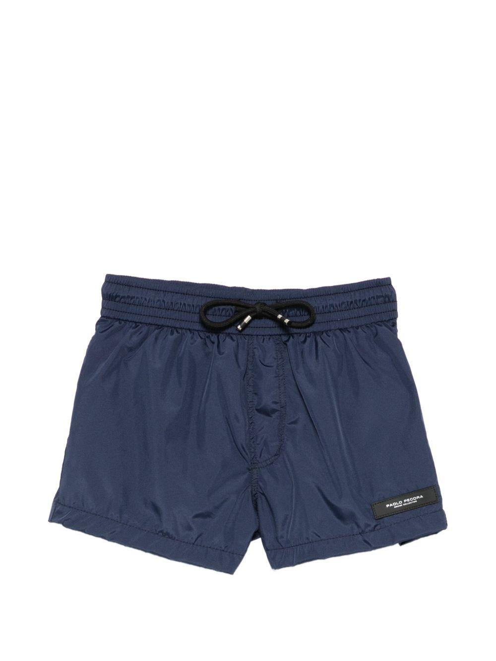 Costume da bagno per bambino Paolo Pecora Kids blu con patch con logo PP2041 BLU PAOLO PECORA KIDS