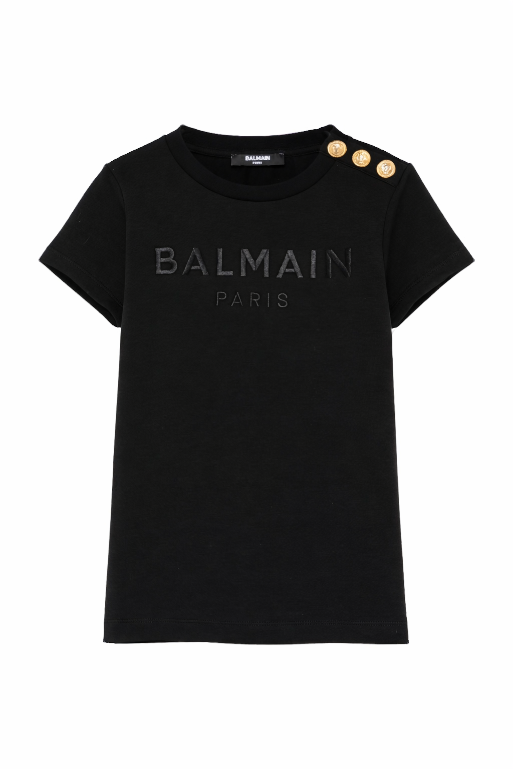 T-shirt da bambina Balmain Kids nera con bottoni BY8A21 Z3277 930NE BALMAIN KIDS