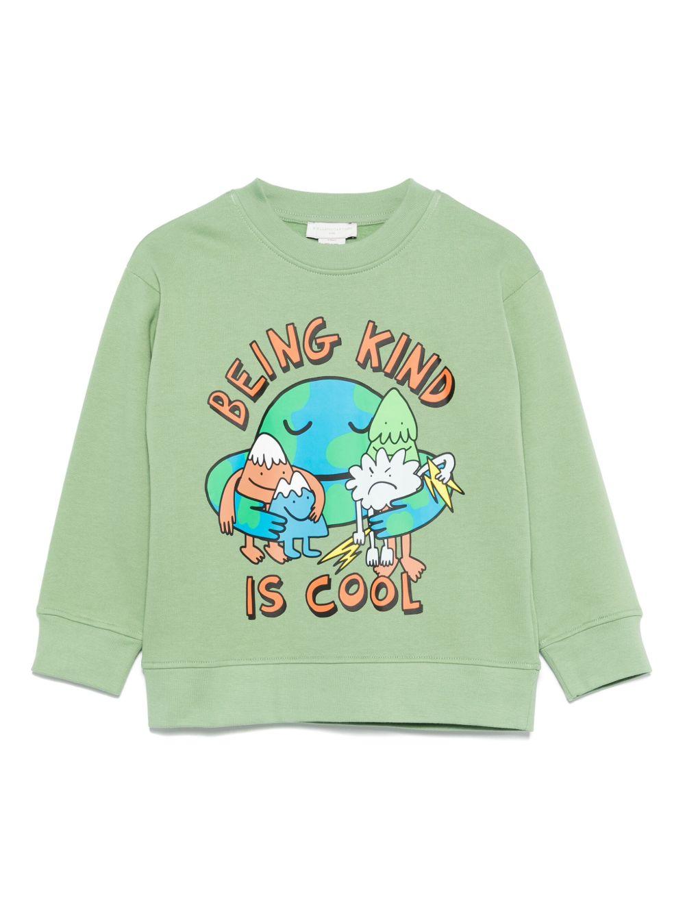 Felpa per bambino Stella McCartney Kids verde con stampa grafica TX4Q10 Z3059 746 STELLA McCARTNEY KIDS