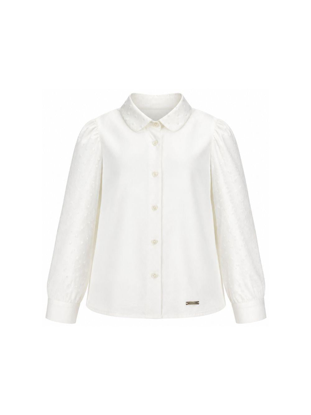 Camicia per bambina Monnalisa Kids bianca con colletto con decorazioni in rilievo 71H301 8190 0001 MONNALISA KIDS