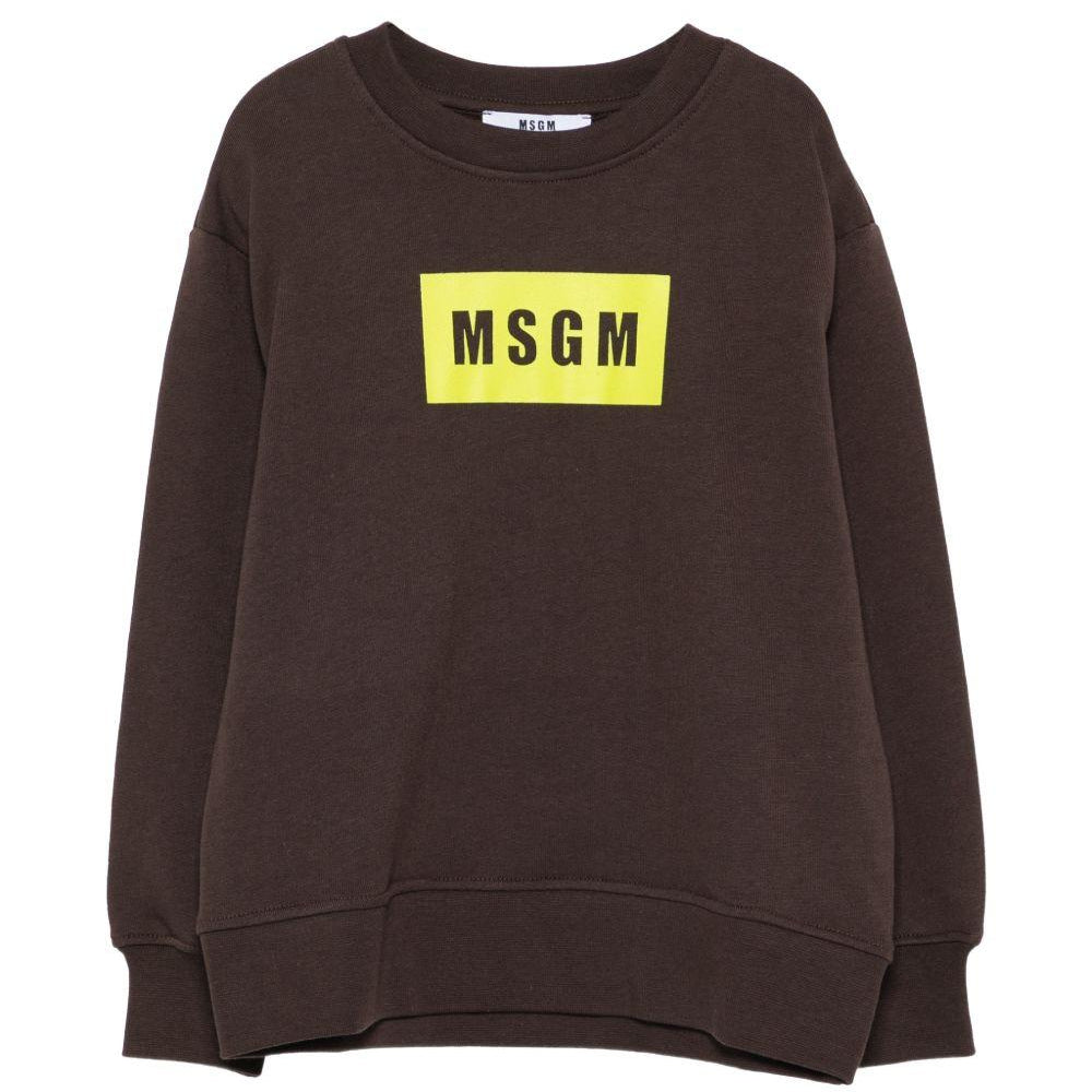 Felpa per bambino MSGM Kids marrone con dettaglio logo S6MSJUSW009 943 MSGM KIDS