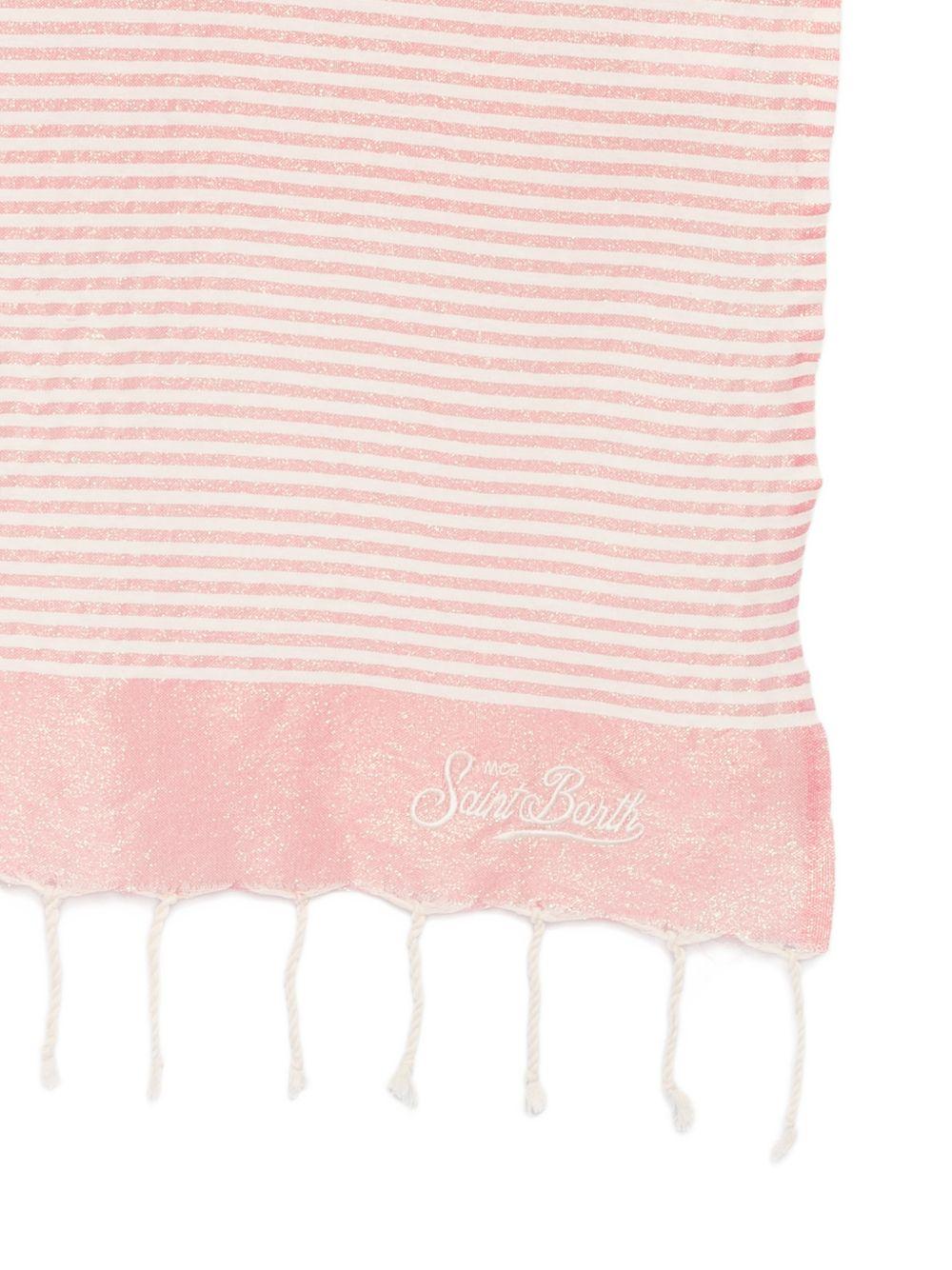 Telo mare MC2 Saint Barth bianco e rosa con motivo a righe orizzontali FOUT016 00625L MC2 ST. BARTH KIDS