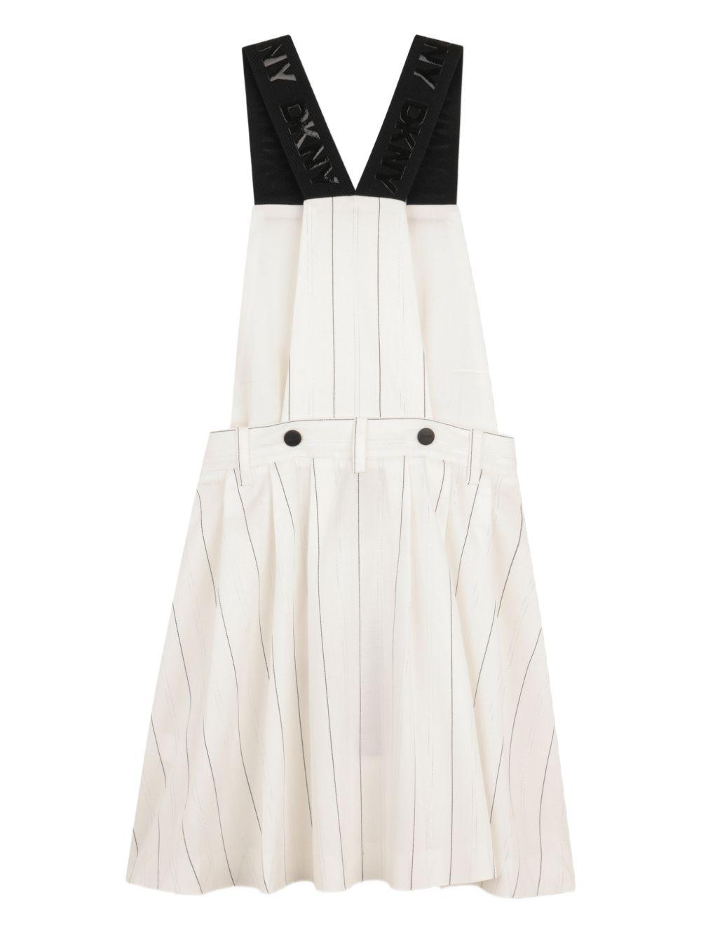 Abito per bambina Dkny Kids bianco con motivo gessato D62598 Z40 DKNY KIDS