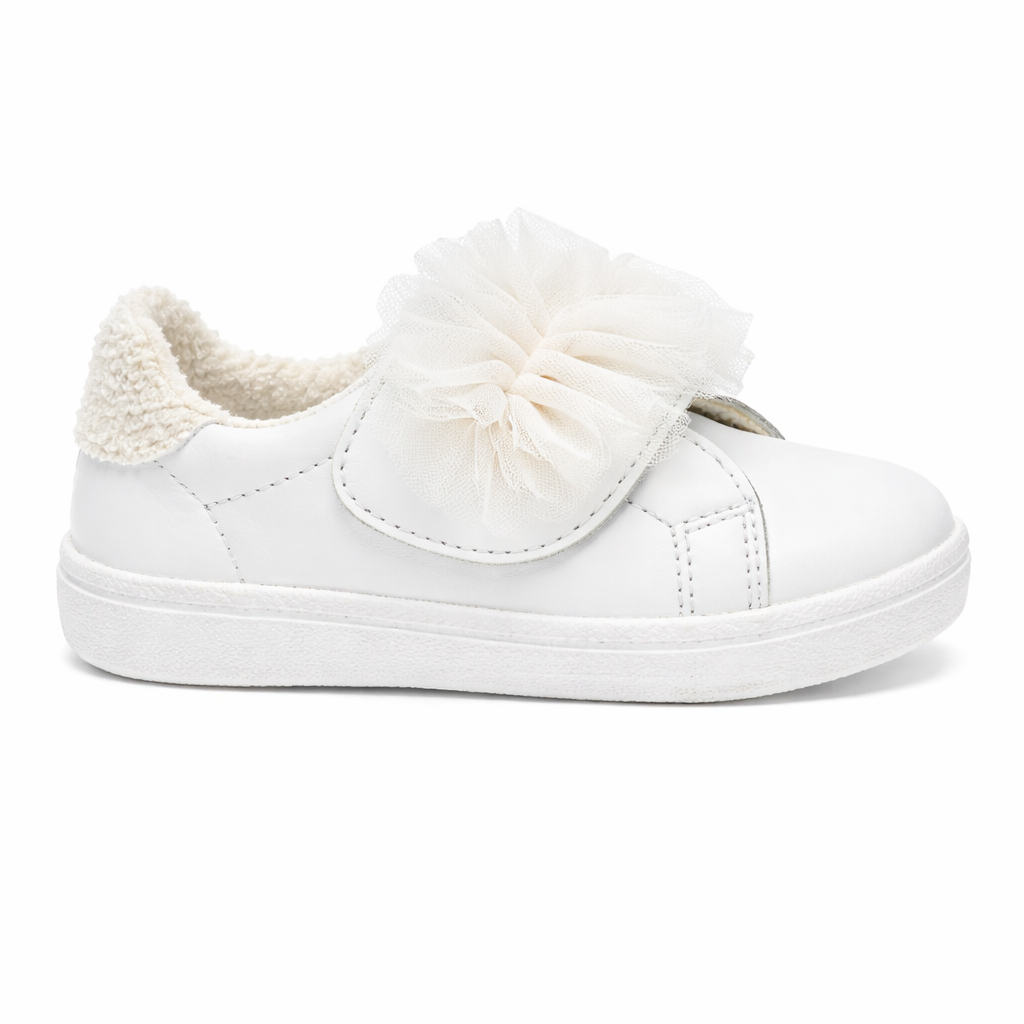 Sneakers per bambina Monnalisa bianche con dettaglio in tulle 83G012 7715 0001 MONNALISA KIDS
