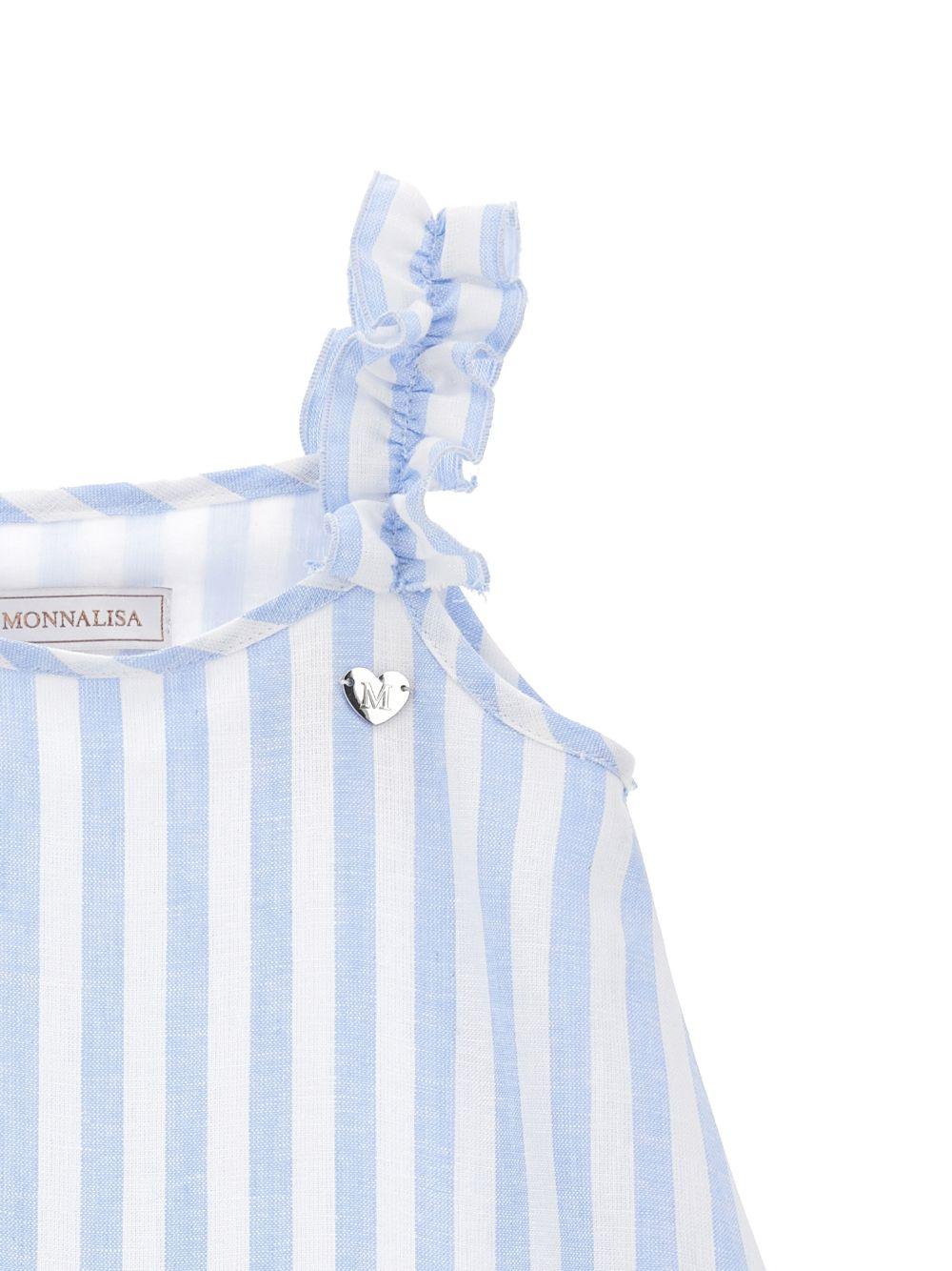 Abito per bambina Monnalisa azzurro con design a righe 11G915 7320 9958 MONNALISA
