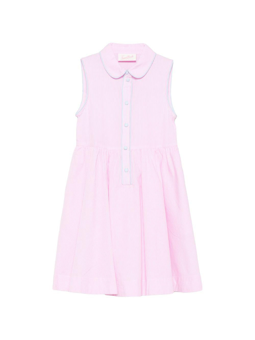 Abito per bambina MC2 Saint Barth Kids bianco e rosa con motivo a righe EML0001 03215L MC2 ST. BARTH KIDS