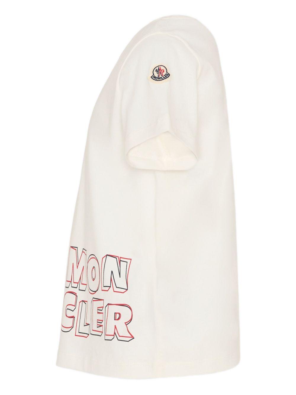 T-shirt per bambino Moncler Enfant bianca con stampa logo sul davanti L19548C0000689AFV 034 MONCLER KIDS