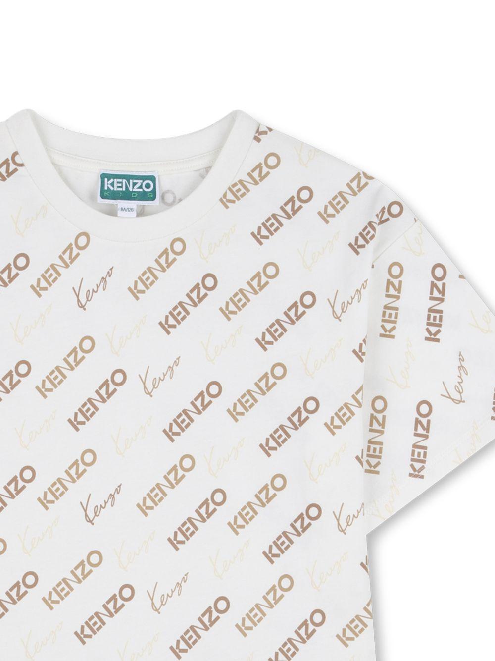 Abito per bambina Kenzo Kids bianco con stampa logo all-over K61850 117 KENZO KIDS