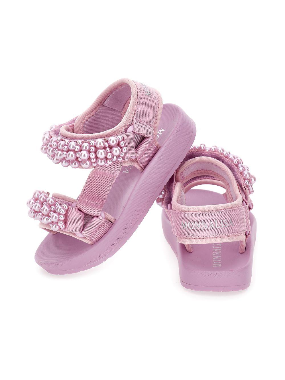 Sandali per bambina Monnalisa rosa con applicazioni a perline 8CG012 7700 0065 MONNALISA KIDS