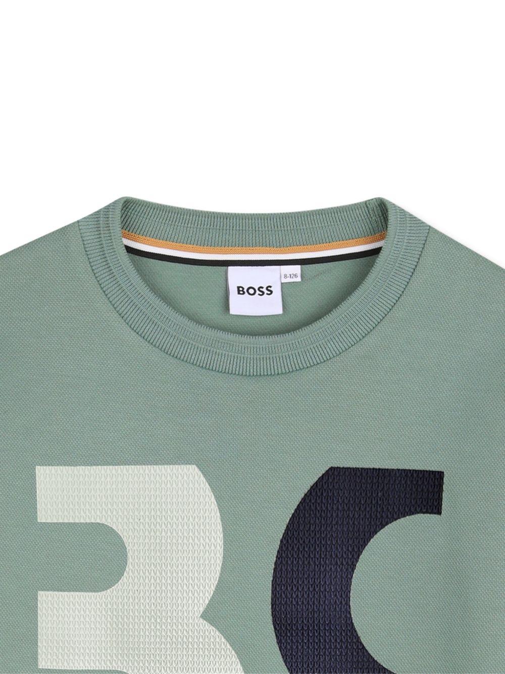 T-shirt per bambino Boss Kids verde con stampa logo J52990 64U BOSS KIDS