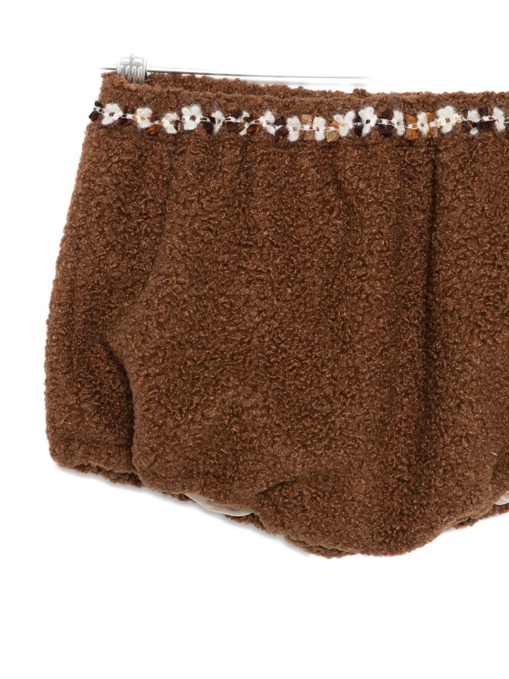 Shorts per bambina A'lapage marroni con rifiniture floreali AL25 CACAO A'LAPAGE