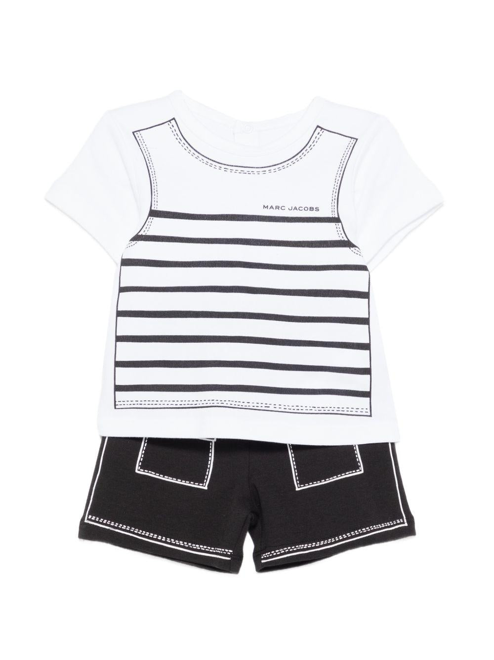 Completo t-shirt e shorts per neonato The Marc Jacobs Kids bianco e nero con disegno canotta W60815 09B THE MARC JACOBS KIDS
