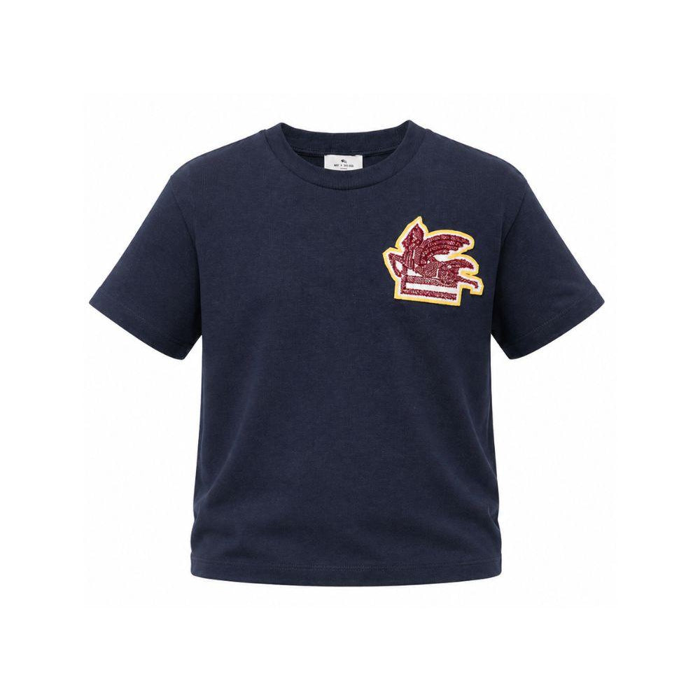T-shirt per bambino Etro Kids blu con ricamo Pegaso sul davanti GZ8P51 Z3672 617 ETRO KIDS