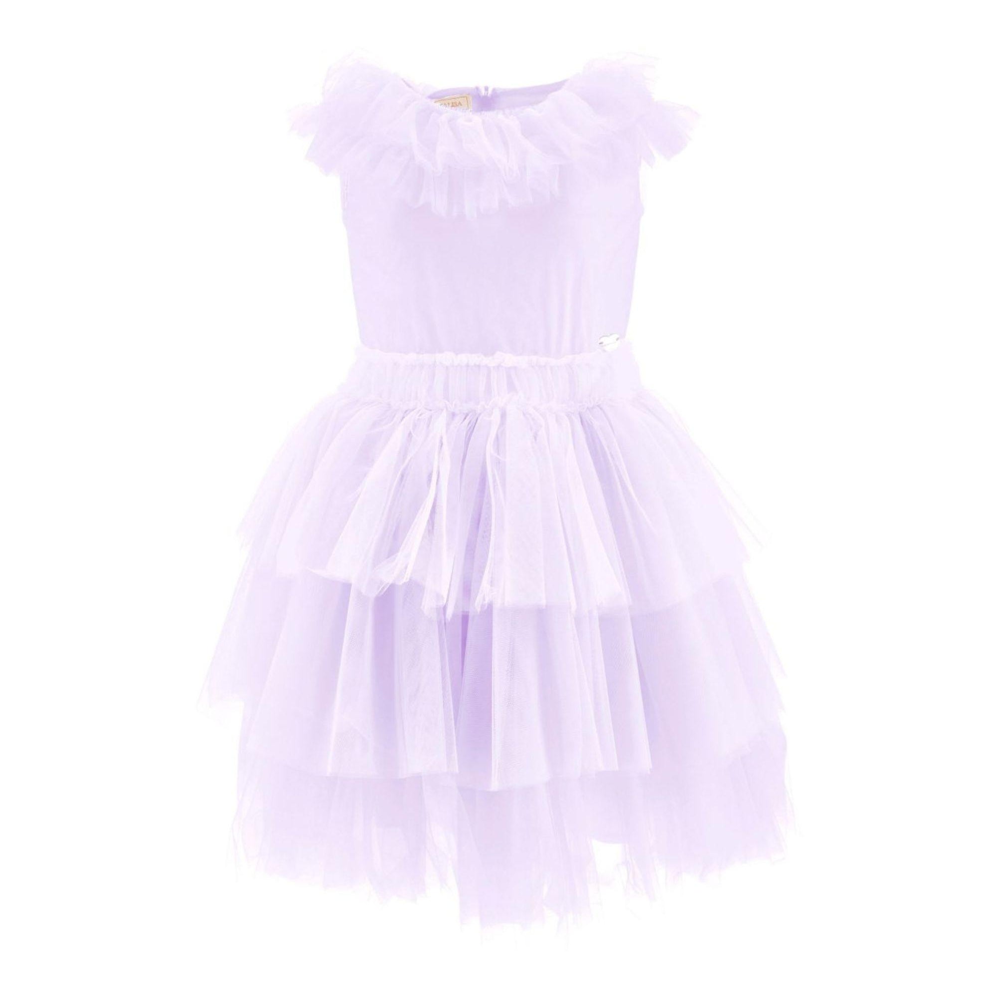 Abito per bambina Monnalisa viola con colletto con ruches 17G908NP T9945 0065 MONNALISA KIDS