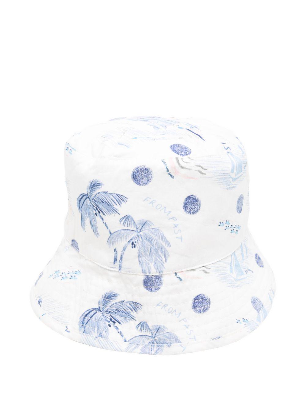 Cappello per bambino Bonpoint bianco con stampa grafica blu S06BACW00005 615 BONPOINT KIDS