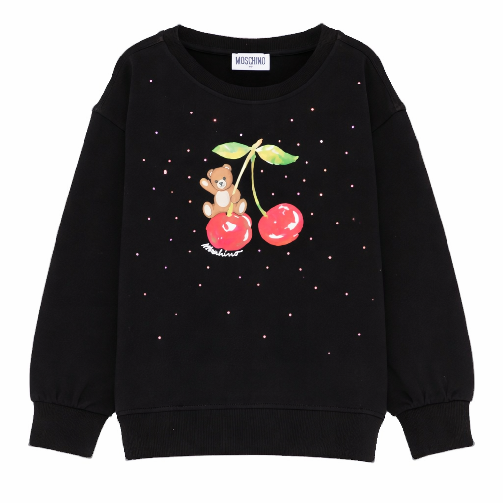 Felpa per bambina Moschino Kids nera con grafica orsetto HDF06OLDA25 60100 MOSCHINO KIDS