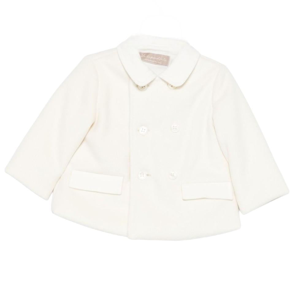 Cappotto a doppiopetto per neonata La Stupenderia bianco con colletto classico 1TCGB13 H32 LA STUPENDERIA
