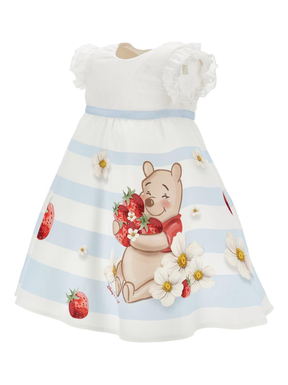 Abito per neonata Monnalisa bianco con design a righe 31G915 7105 9984 MONNALISA KIDS