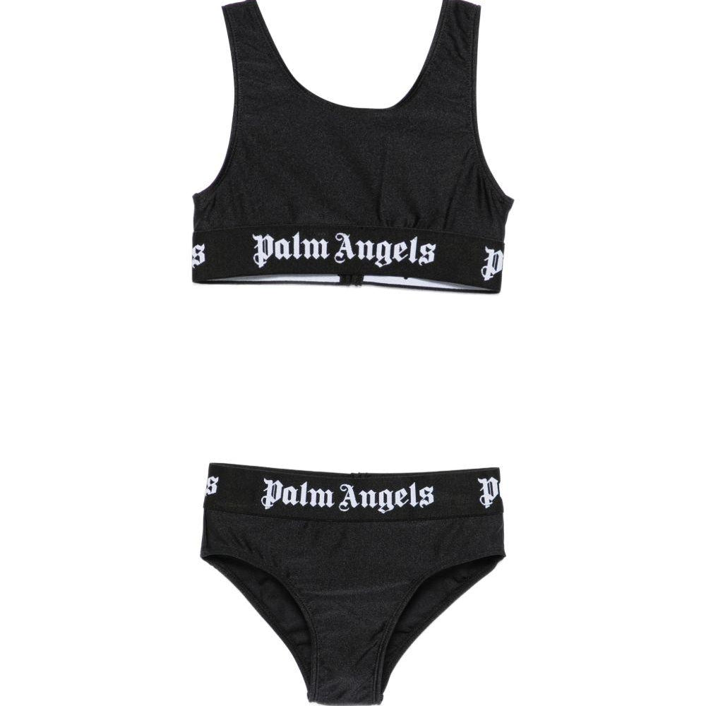 Bikini per bambina Palm Angels Kids nero con stampa logo PGFE002S26JER001 110 PALM ANGELS KIDS