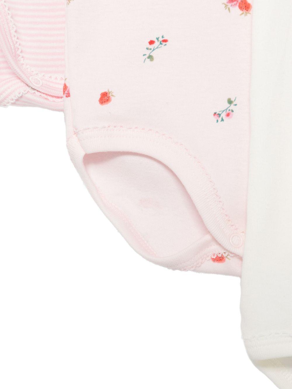 Set di tre tutine per neonata Petit Bateau rosa con fantasie diverse A0FOU 00 PETIT BATEAU