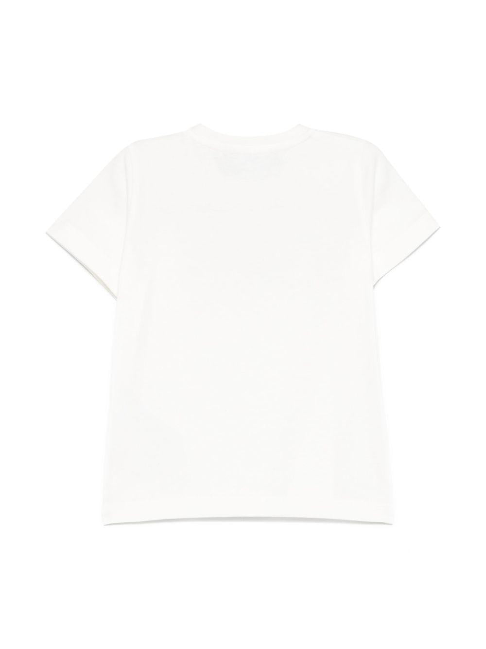 T-shirt per neonata Versace Kids bianco con stampa logo e chiusura a pressione sulla spalla 10185701A13874 2W110 VERSACE KIDS